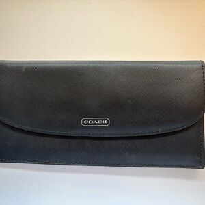 Coach Black Saffiano Leather Continental Wallet